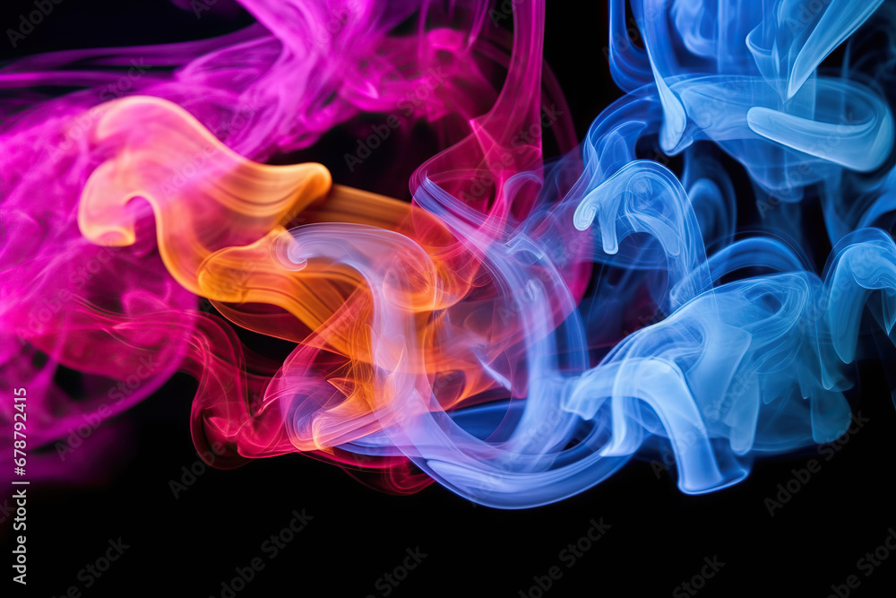 Vibrant Multicolored Smoke Swirls on a Black Background Vibrant Multicolored Smoke Swirls on a Black Background