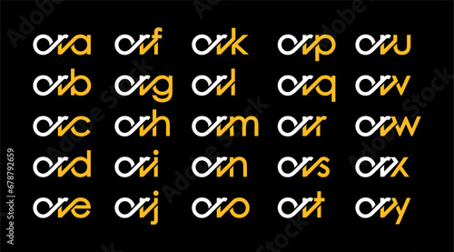 ORA, ORB, ORC, ORD, ORE, ORF, ORG, ORH, ORI, ORJ, ORK, ORL, ORM, ORN, ORO, ORP, ORQ, ORR, ORS, ORT, ORU, ORV, ORW, ORX, ORY Letter Initial Logo Design Template Vector Illustration	
