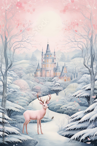 winter landscape with deer