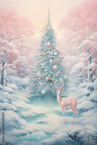 christmas card with deer