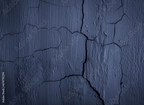 Black dark navy blue texture background for design Toned rough concrete surface Close-up Distressed broken crushed collapsed destruction , generated by AI photo