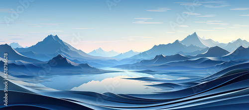 Serenity in Blue: Waves Meeting Snow-Capped Mountains