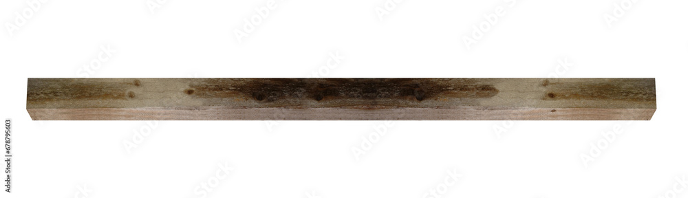 Budget cheap beam , long horizontal ceiling board made of spruce , on a transparent background - obrazy, fototapety, plakaty 