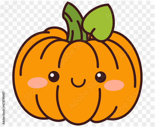 Cute pumpkin character isolated  on png for Thanksgiving  elements 