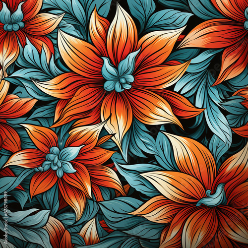 Creative Endless pattern in bright flower style_