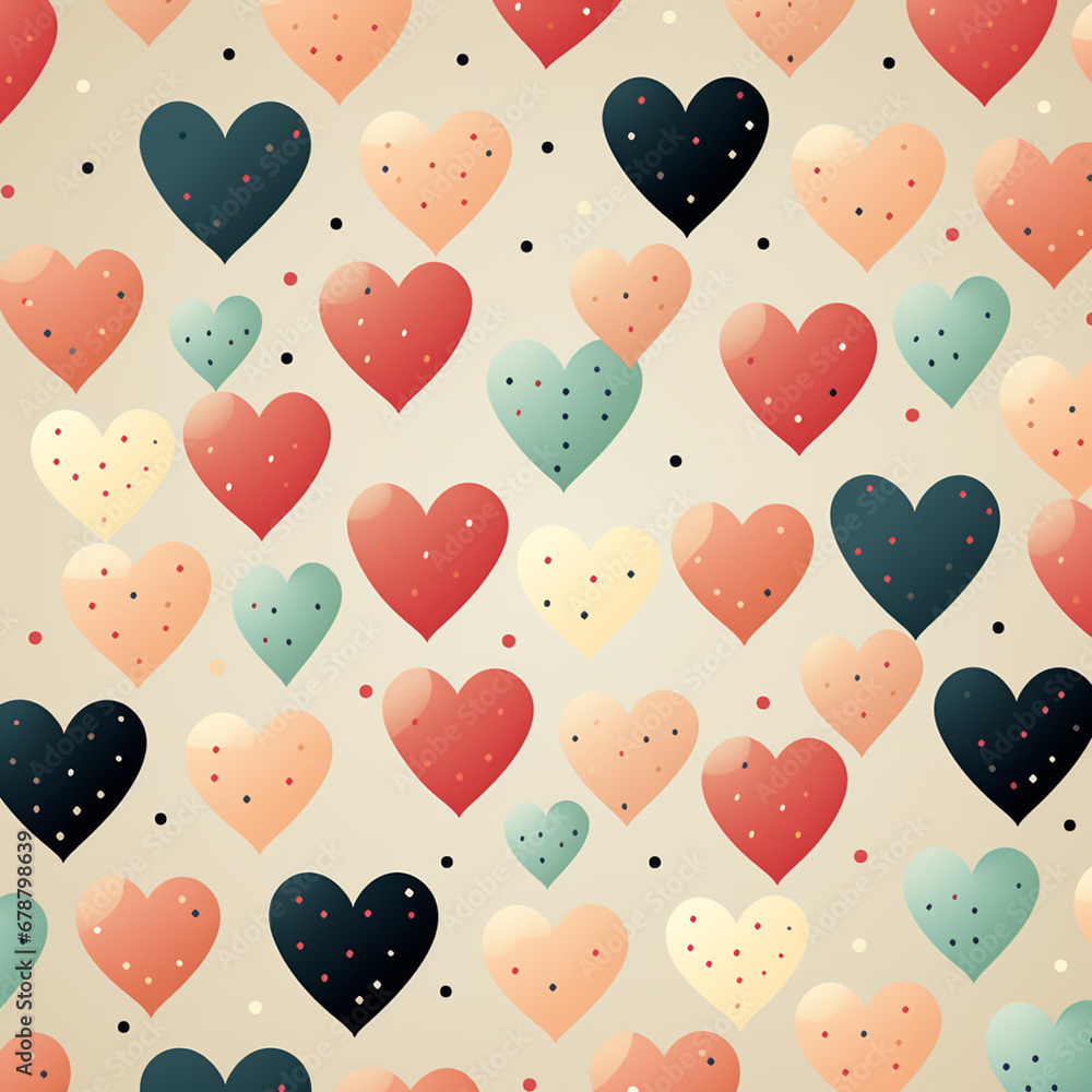 Seamless geometric pattern with hearts repeating texture Seamless geometric pattern with hearts repeating texture