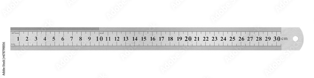 School metal ruler isolated on white background.Metric steel ruler, isolated on white. 30cm. School metal ruler isolated on white background.Metric steel ruler, isolated on white. 30cm.
