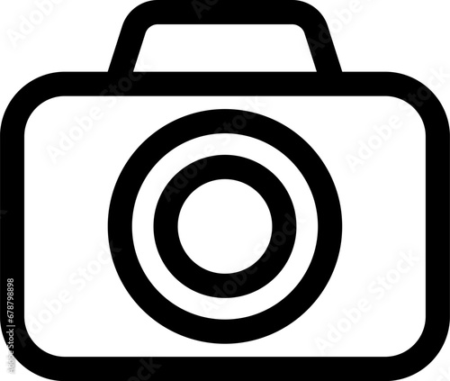 Linear icon of photo camera as a conceptual symbol for web design