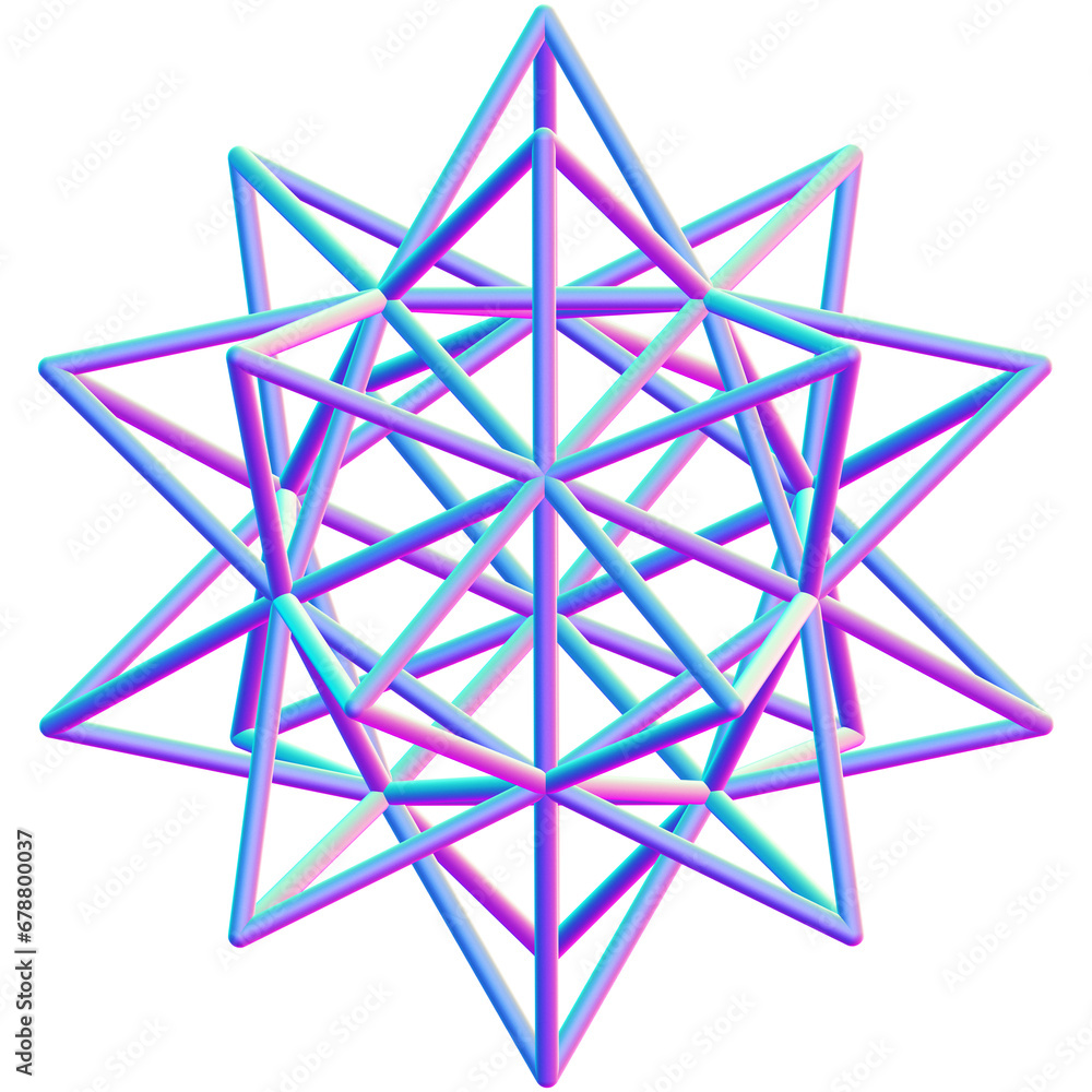 Holographic 3D shape isolated on a transparent background. Trendy abstract geometric design element in blue, purple, and pink colors. Holographic 3D shape isolated on a transparent background. Trendy abstract geometric design element in blue, purple, and pink colors.