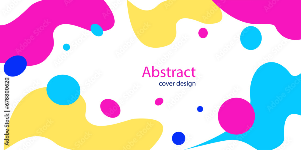 Horizontal abstract background with copy space. Vector drawing of bright colored spots in flat style