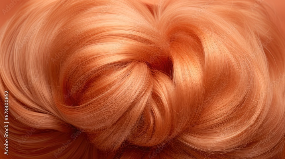 Εκτύπωση καμβά a close up of a woman's hair with a knot in the middle of it's top knot, on an orange background with a soft focus focus on the middle part of the top of the hair