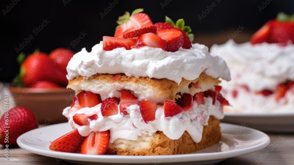 A close up of a plate of food with strawberries. A close up of a plate of food with strawberries.
