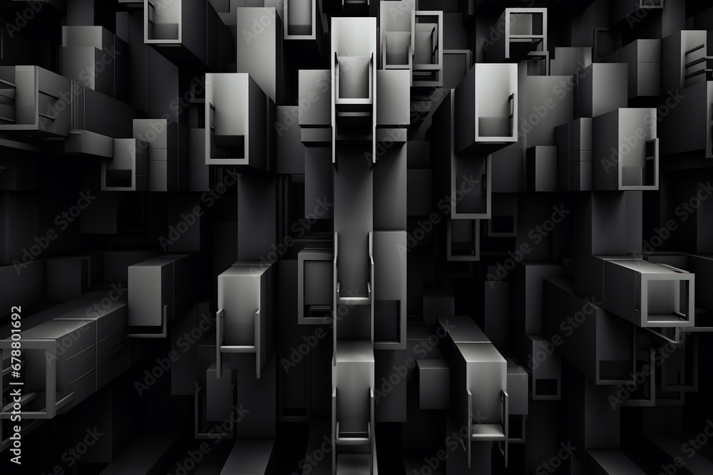 Monochrome 3D block pattern with light accents Monochrome 3D block pattern with light accents