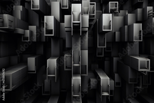 Monochrome 3D block pattern with light accents
