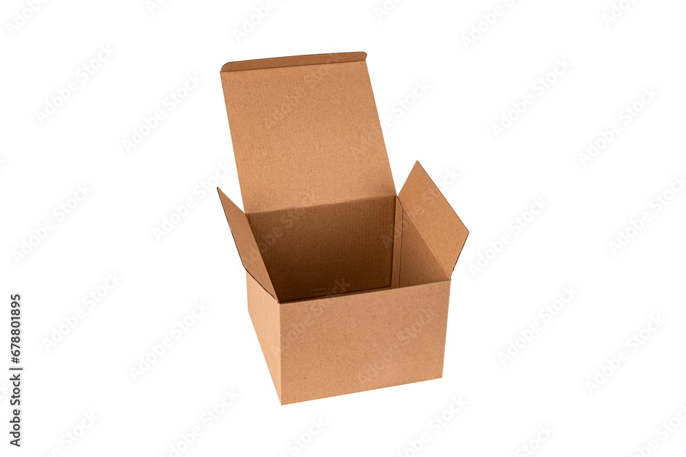 Parcel box or cardboard box isolated on white background.