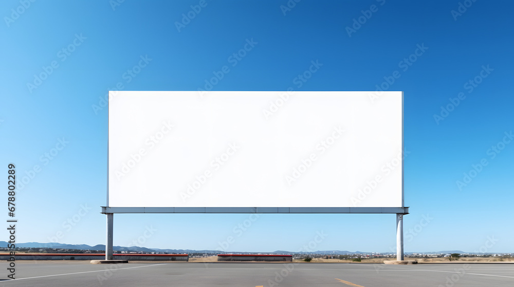 Blank billboard mockup against blue sky Blank billboard mockup against blue sky