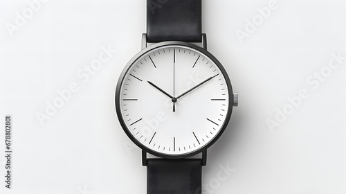 Minimalistic wristwatch mockup on white surface