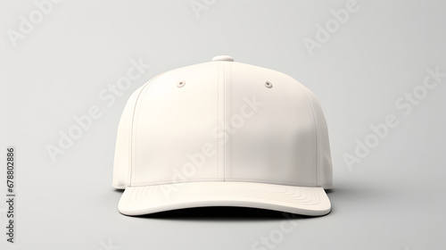 Blank white snapback hat mockup on plain background