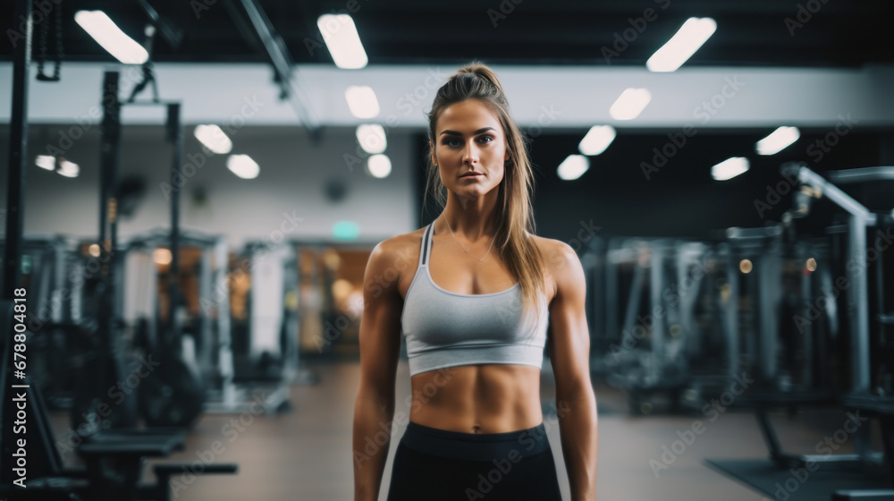 Young woman posing at a modern gym Young woman posing at a modern gym