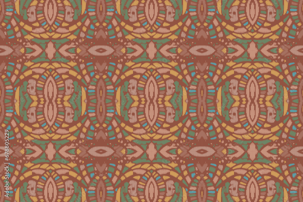 Ethnic abstract Pattern Seamless ikat pattern in tribal, folk embroidery, and Asia style. Aztec geometric art ornament print. Design for carpet, wallpaper, clothing, wrapping, fabric, cover.