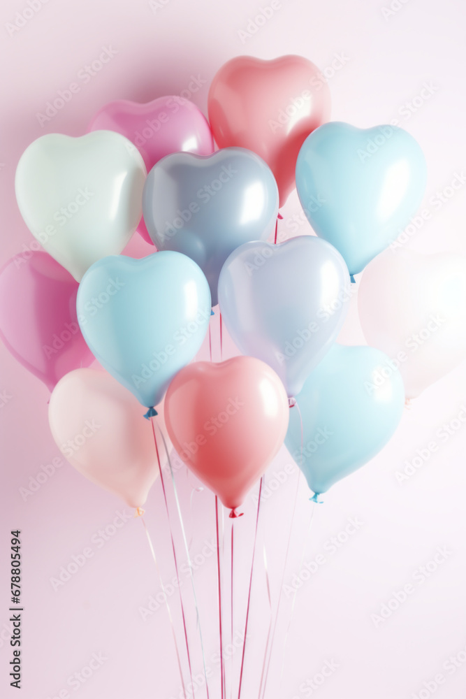 close up of heart sharp balloons flying in the air