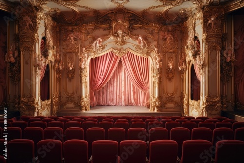 Inside interior famous europe stage balcony opera old theatre empty architecture hall red theater photo