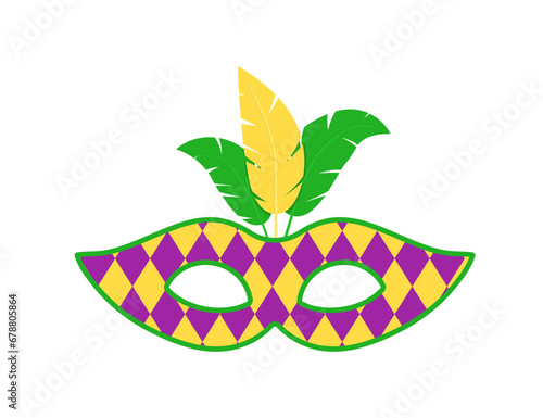 Mardi Gras carnival masks with feathers vector on white background