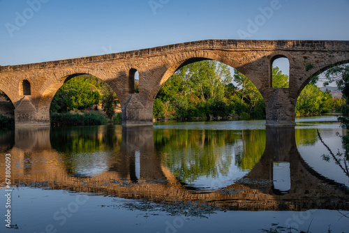 The Early Blue Hour over the Iconic Bridge in Puente la Reina, along the French Way of St James Camino de Santiago Pilgrim Trail photo