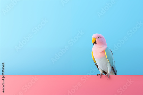 Single Parrot Sitting on pastel background