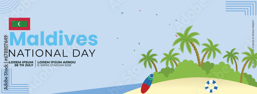 Maldives national day horizontal banner with Maldivian flag .geometric abstract suitable for, poster and banner. celebration of independence day.