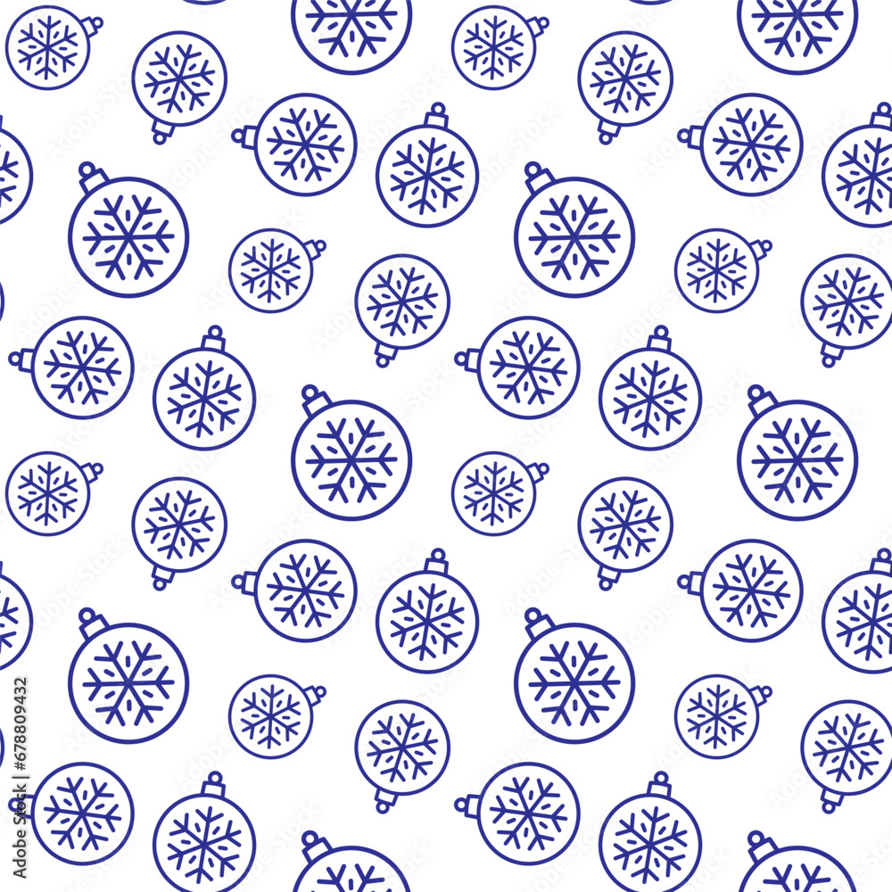 Small contour linear blue Christmas balls and snowflakes isolated on a white background. Cute monochrome holiday seamless pattern. Vector simple flat graphic illustration. Texture. Small contour linear blue Christmas balls and snowflakes isolated on a white background. Cute monochrome holiday seamless pattern. Vector simple flat graphic illustration. Texture.
