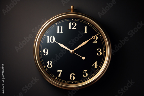 Wallpaper Mural Classic wall clock with golden frame on black background Torontodigital.ca