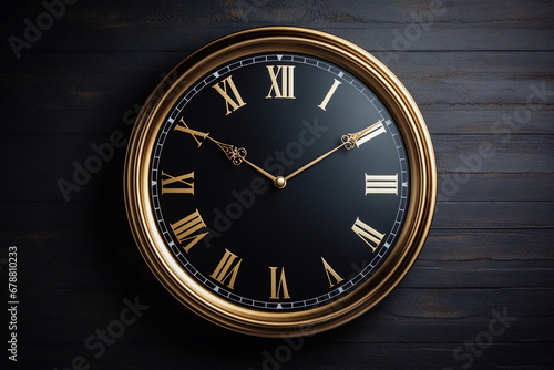 Wallpaper Mural Luxurious black and gold clock with roman numerals on dark background Torontodigital.ca