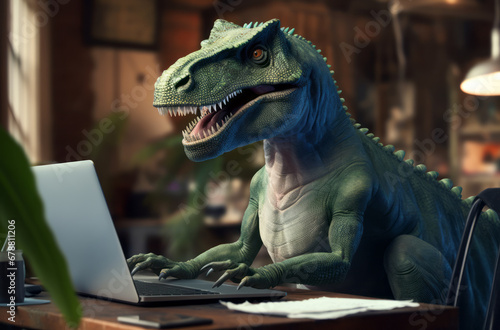 When prehistoric meets the modern office  a humorous take on corporate life and technology