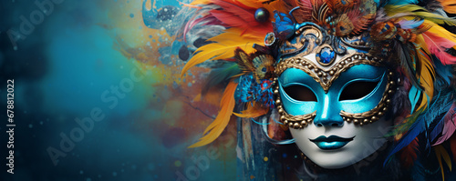 carnival mask with feathers, Rio de Janeiro carnival, copy space. ai generative