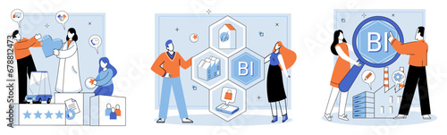 Business Association. Vector illustration. Employment opportunities provide individuals with means to build their careers Effective leadership inspires and motivates teams to achieve business goals