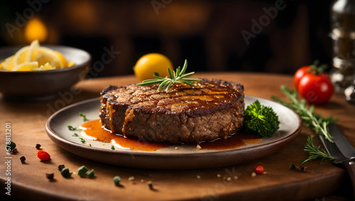 Delicious fried meat steak