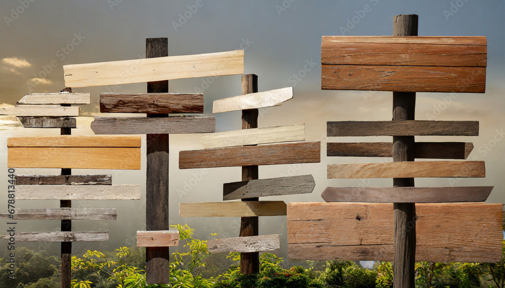 blank empty wooden rustic signage sign board signpost post wood on ...