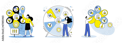 Business routine vector illustration. Occupation and lifestyle choices should align with personal interests and professional goals Planning plays vital role in executing projects and transforming