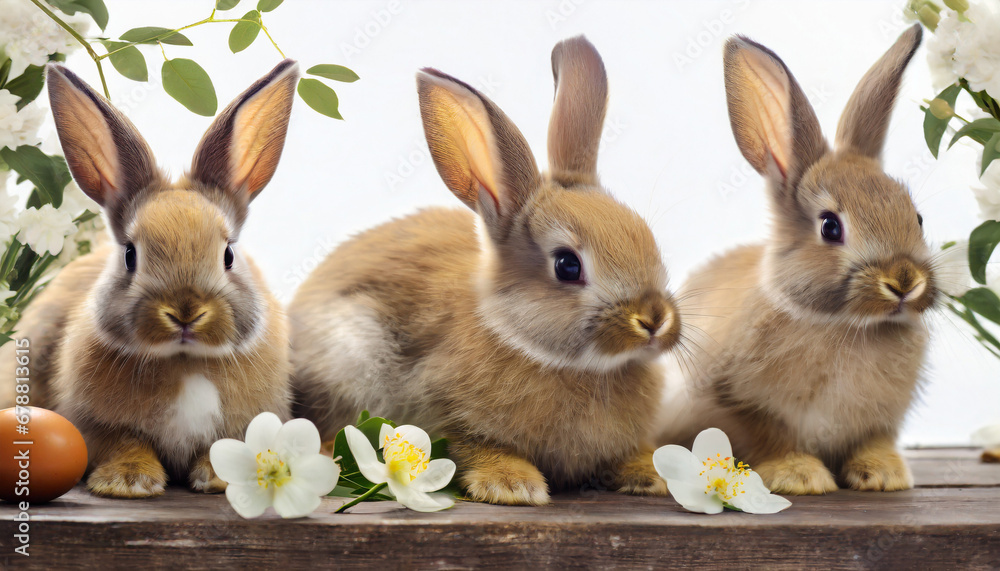 rabbits on white background