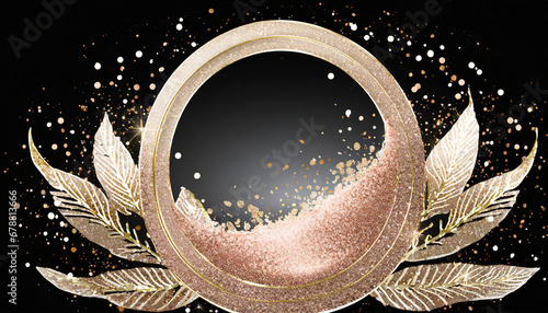 gold glitter swash shiny round circle frame rose gold luxury shape illustration element photo