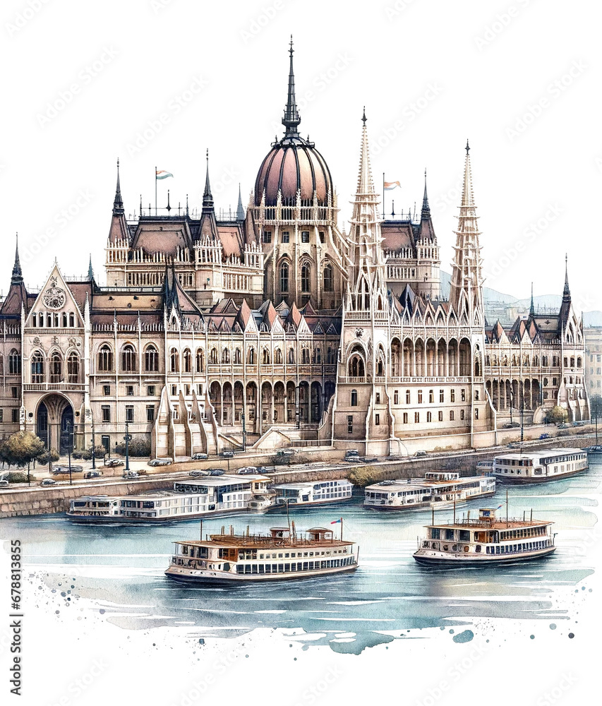 Hungarian Parliament Watercolor Art Hungarian Parliament Watercolor Art