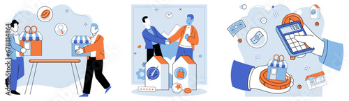 Family business. Vector illustration. Occupations in various sectors contribute to overall economic growth and development Marketing strategies are essential for businesses to reach their target