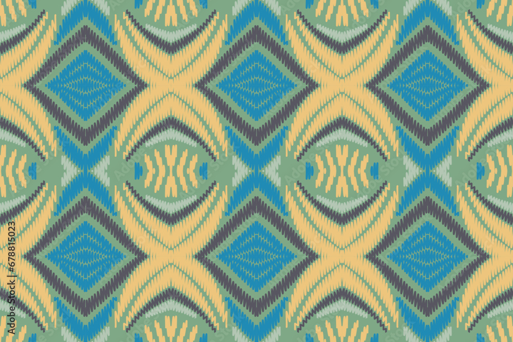 Ikat Drawing or Modern Native Thai Ikat Pattern. Geometric Ethnic Background for Pattern Seamless Design or Wallpaper.