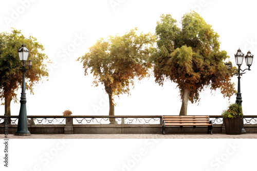 walking pavement path promenade on the bridge in front of the shore isolated on transparent background, png file