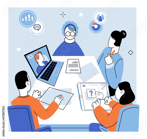 Business briefing vector illustration. Financial planning is essential for businesses to allocate resources efficiently, manage risks, and achieve financial stability Economical practices optimize