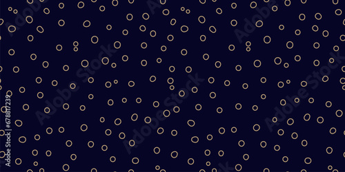 Vector seamless pattern with small hand drawn irregular golden dots, linear spots on black background. Simple minimal bubbles texture. Abstract bacteria, microbe, germs illustration. Organic design