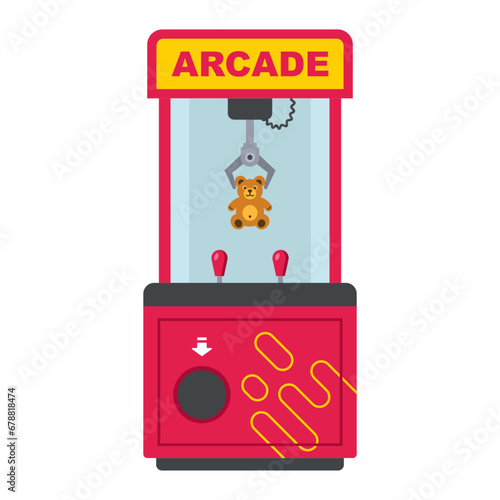 slot machine with toys and hook. flat vector illustration