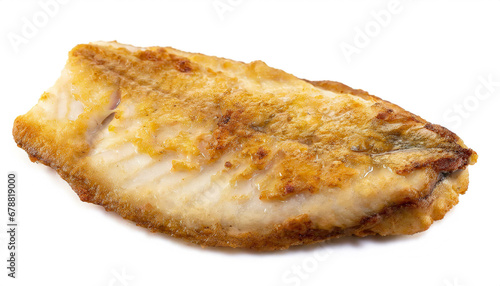 fried Fishfillet Halibut isolated on white background, cut out