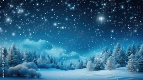 Blue happy new year background with snowflakes shinning stars
